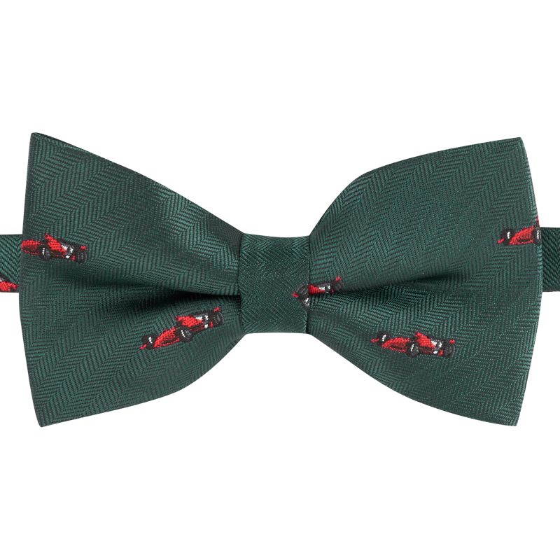King & Priory Dark Green Formula 1 Car Herringbone Bow Tie