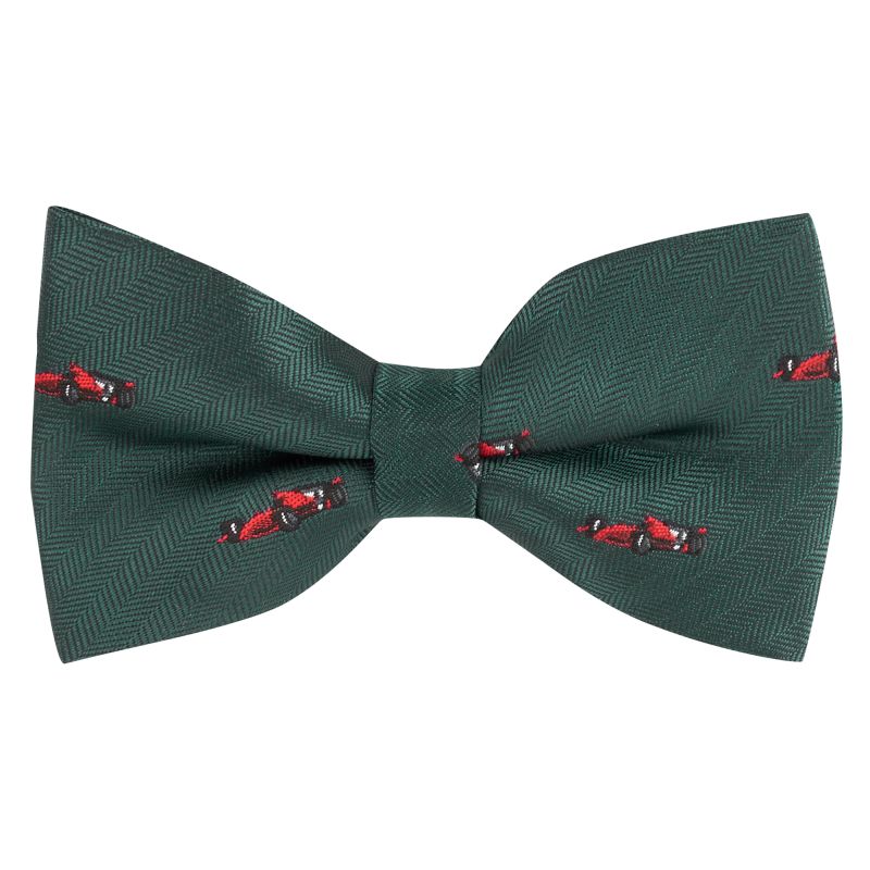 king & priory Dark Green Formula 1 Car Herringbone Bow Tie