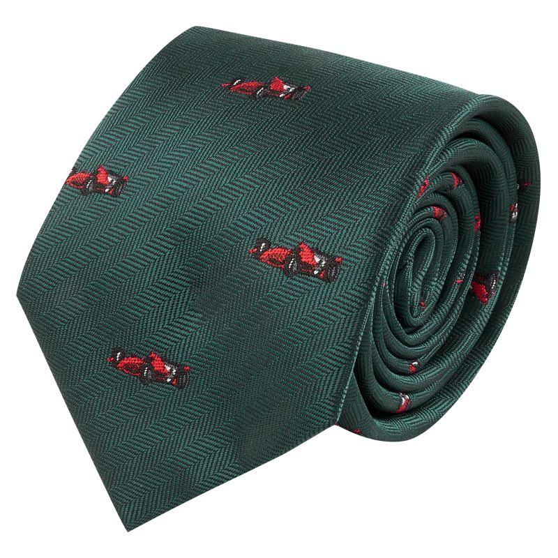 King & Priory Dark Green Formula 1 Car Herringbone Tie