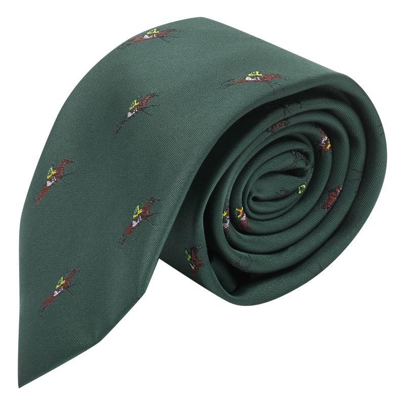 King & Priory Dark Green Horse And Jockey Embroidered Tie
