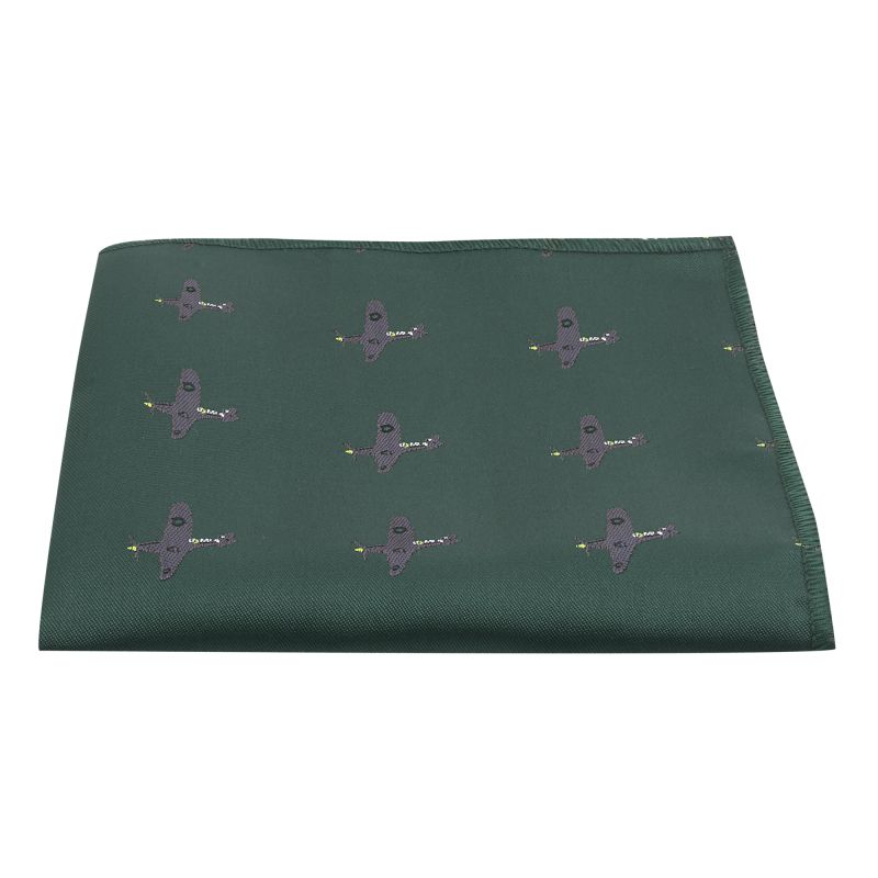 King & Priory Dark Green Hurricane Fighter Plane Embroidered Pocket Square