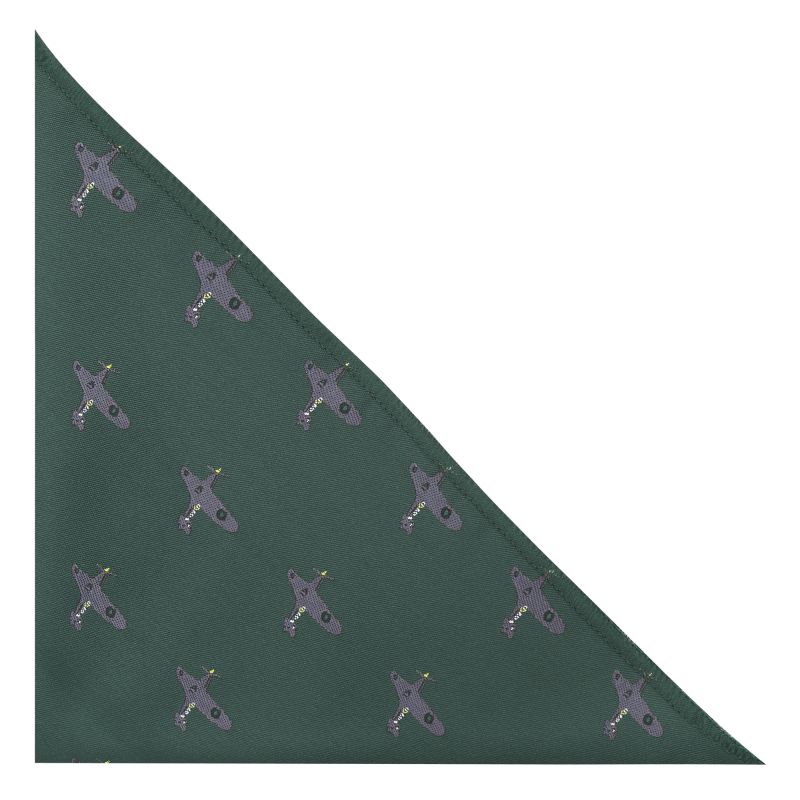 king & priory Dark Green Hurricane Fighter Plane Embroidered Pocket Square