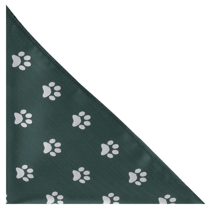 king & priory Dark Green Paw Print Herringbone Pocket Square