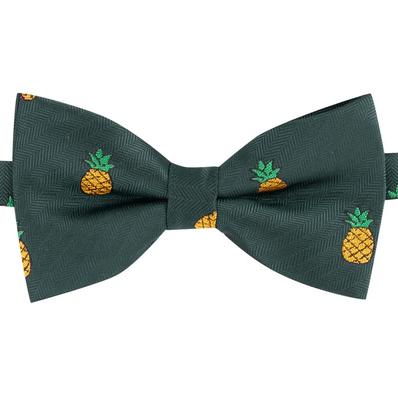 King & Priory Dark Green Pineapple Herringbone Bow Tie