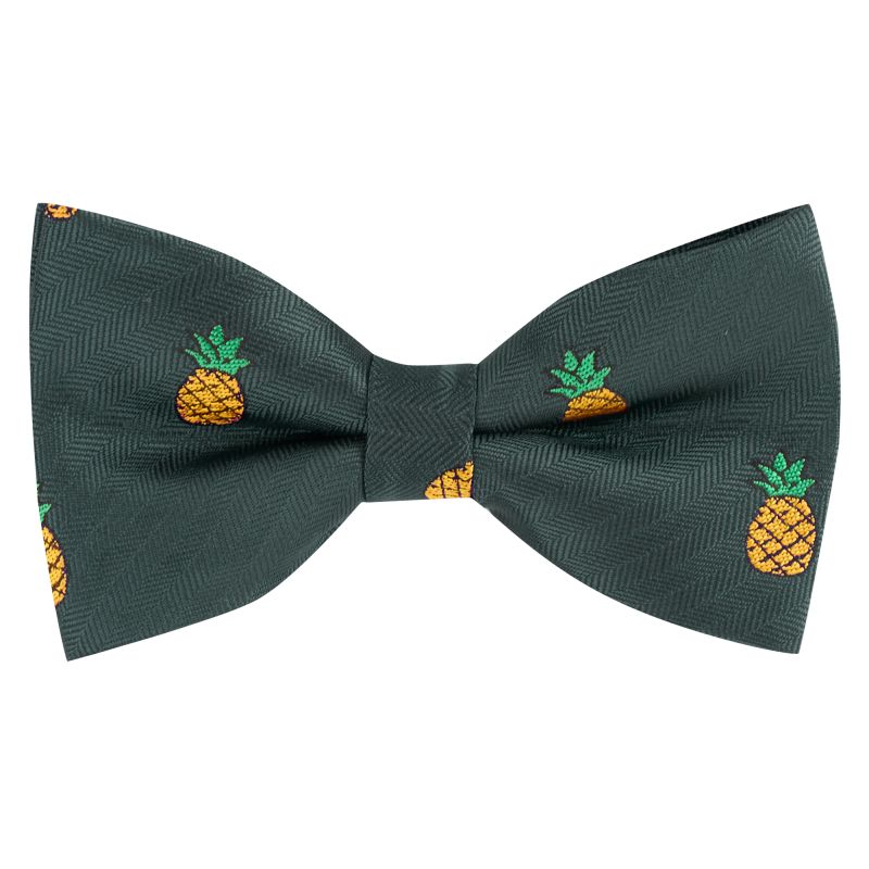 king & priory Dark Green Pineapple Herringbone Bow Tie