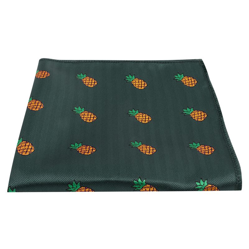King & Priory Dark Green Pineapple Herringbone Pocket Square
