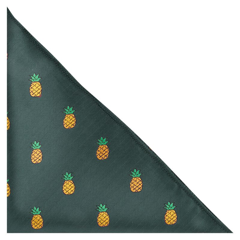 king & priory Dark Green Pineapple Herringbone Pocket Square