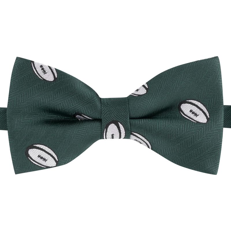 King & Priory Dark Green Rugby Ball Herringbone Bow Tie