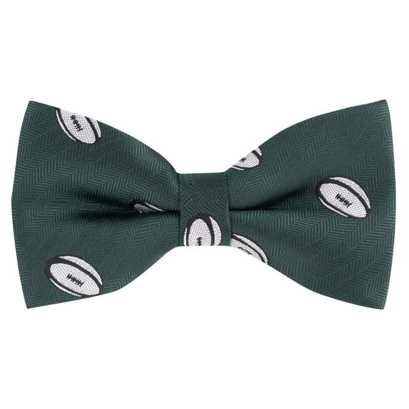 king & priory Dark Green Rugby Ball Herringbone Bow Tie