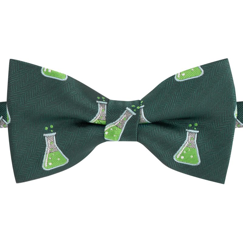 King & Priory Dark Green Science Conical Flask Herringbone Bow Tie