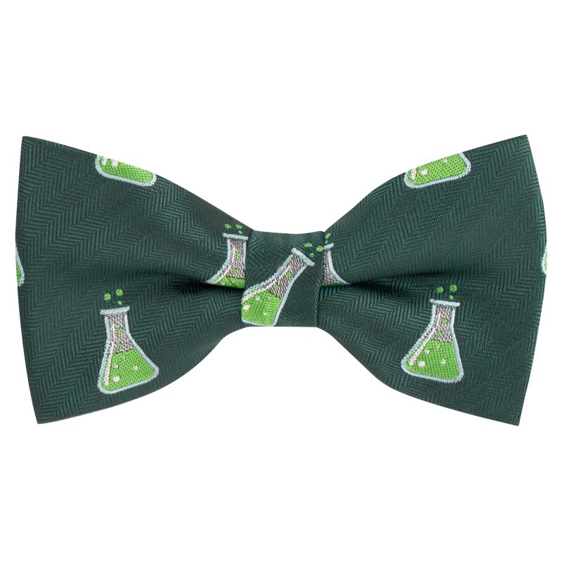 king & priory Dark Green Science Conical Flask Herringbone Bow Tie