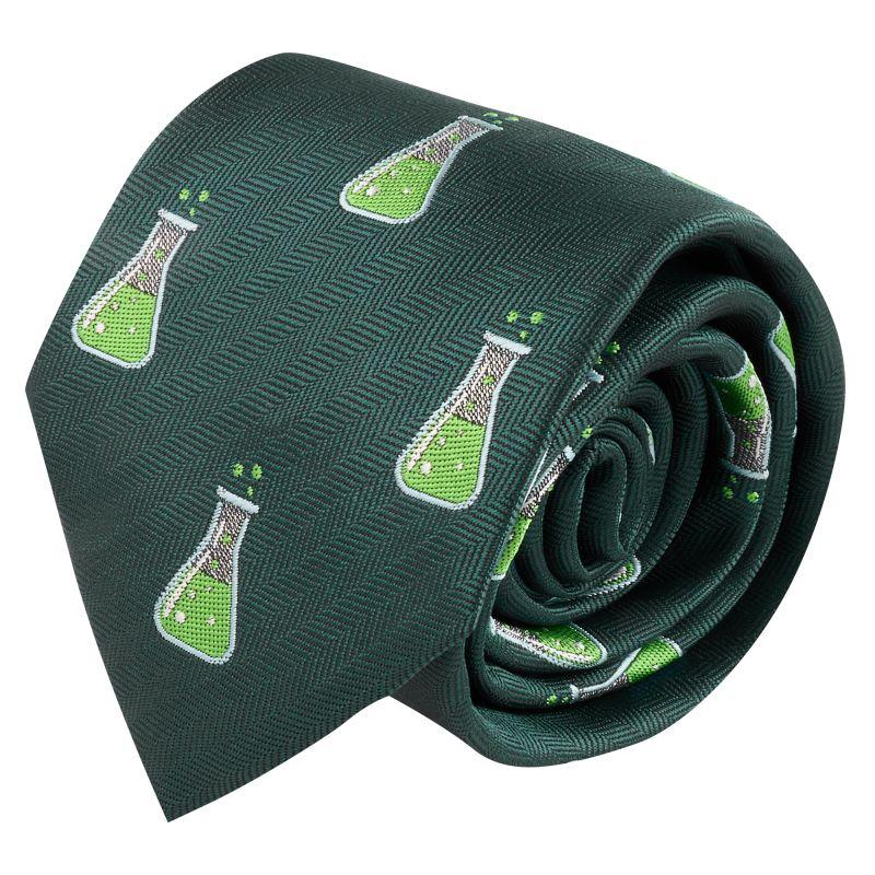 King & Priory Dark Green Science Conical Flask Herringbone Tie