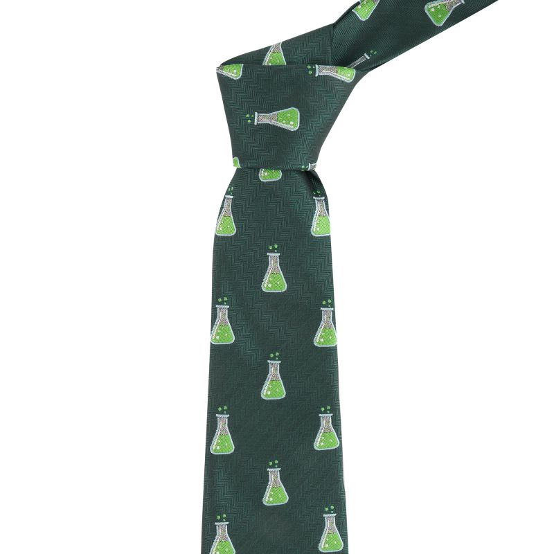 king & priory Dark Green Science Conical Flask Herringbone Tie