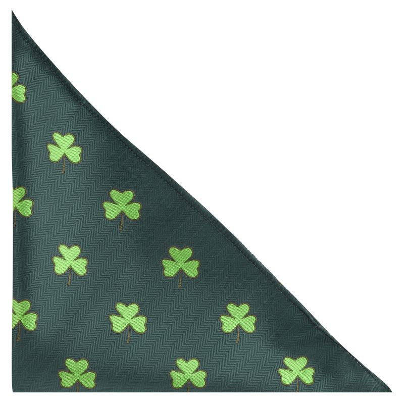 King & Priory Dark Green Shamrock Herringbone Pocket Square