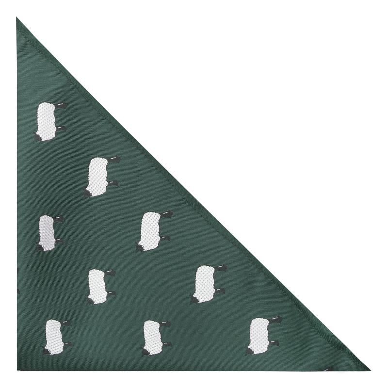 king & priory Dark Green Sheep Embroidered Pocket Square