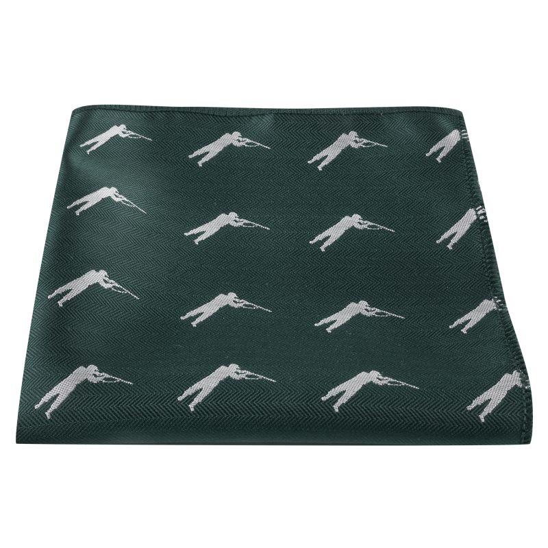 King & Priory Dark Green Shooting / Gamekeeper Herringbone Pocket Square