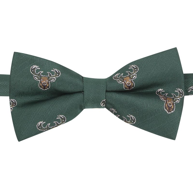 King & Priory Dark Green Stag Head Herringbone Bow Tie