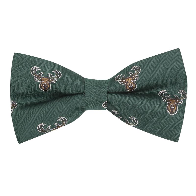king & priory Dark Green Stag Head Herringbone Bow Tie