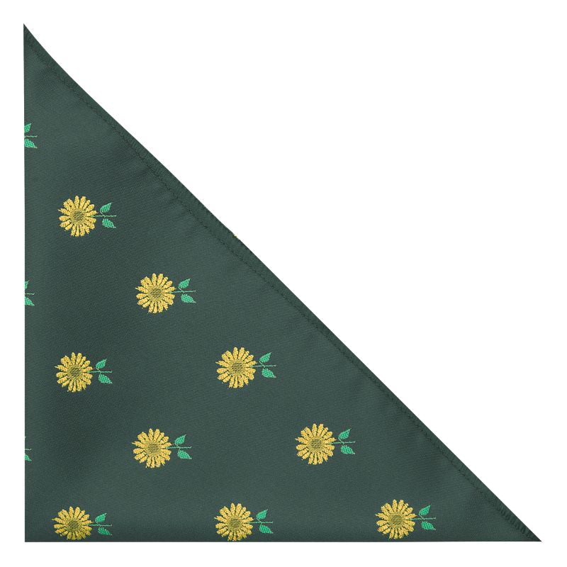 king & priory Dark Green Sunflower Embroidered Pocket Square