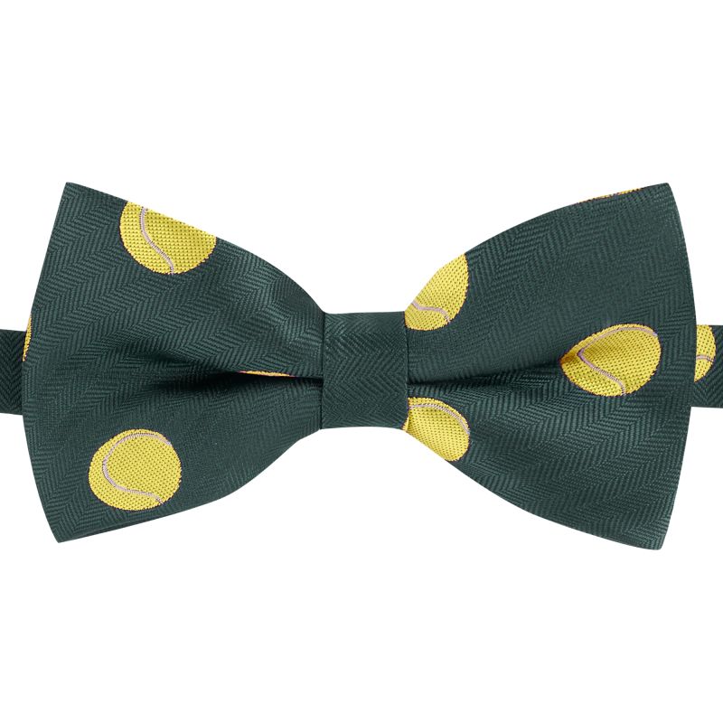 King & Priory Dark Green Tennis Ball Herringbone Bow Tie