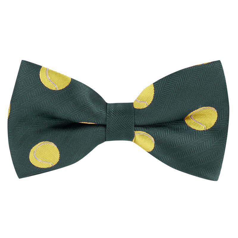 king & priory Dark Green Tennis Ball Herringbone Bow Tie