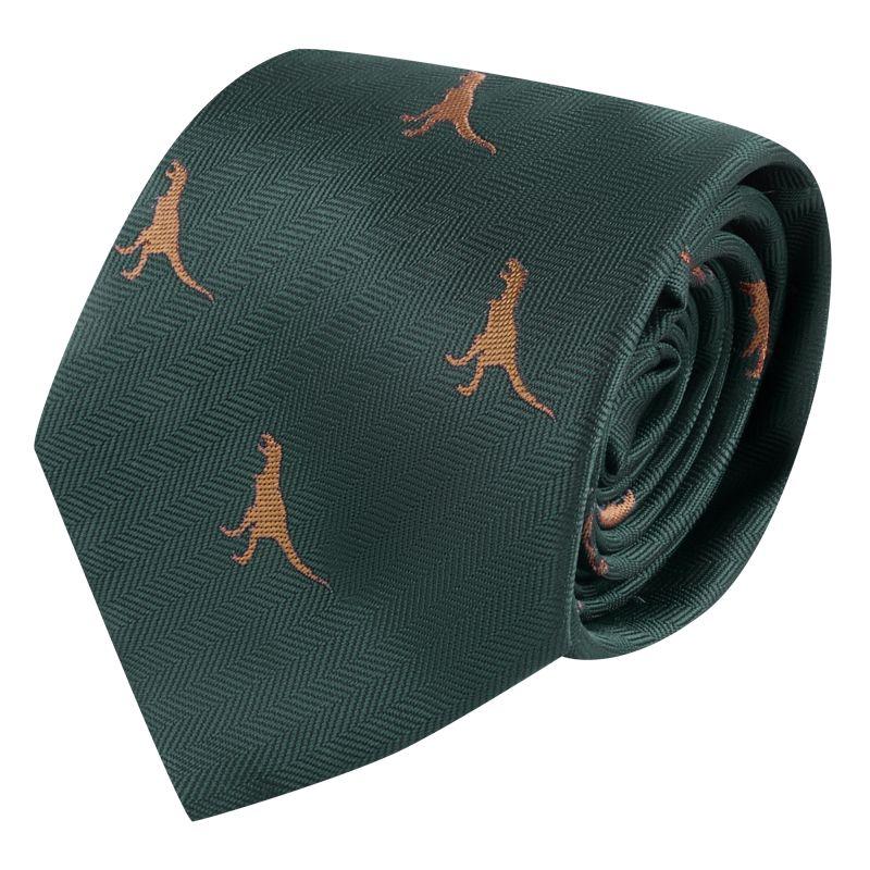 King & Priory Dark Green Tyrannosaurus Rex / T-Rex Herringbone Tie