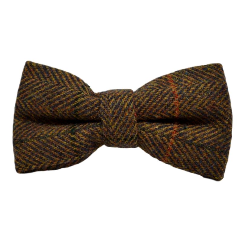 King & Priory Dijon Herringbone Check Bow Tie & Pocket Square Set