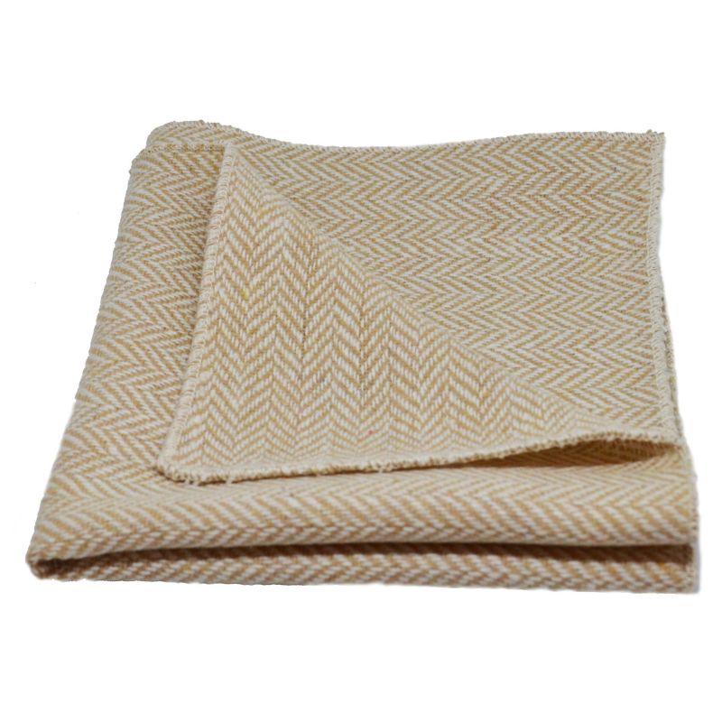 King & Priory Gold & Cream Herringbone Bow Tie & Pocket Square Set