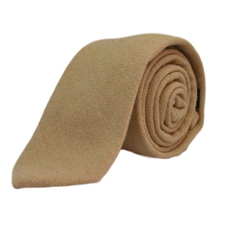 King & Priory Golden Yellow Herringbone Tie & Pocket Square Set