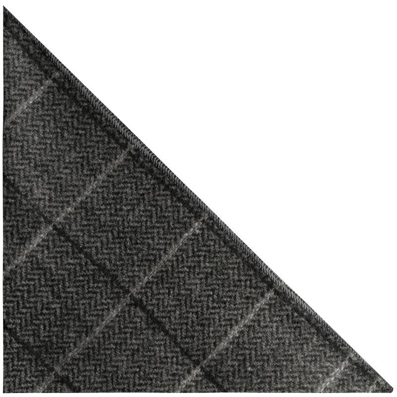 King & Priory Graphite Grey Herringbone Check Pocket Square