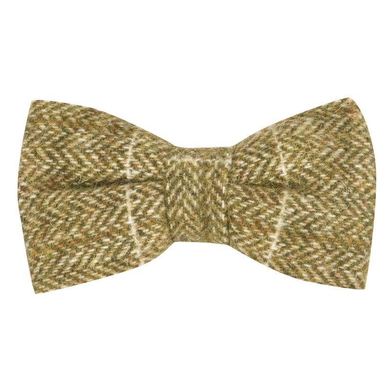 King & Priory Green Herringbone Windowpane Check Tweed Bow Tie