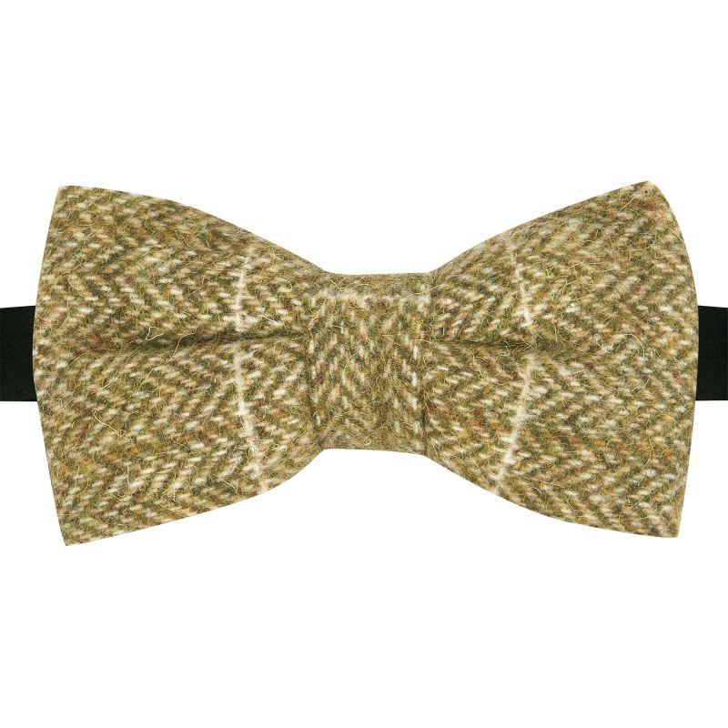 king & priory Green Herringbone Windowpane Check Tweed Bow Tie