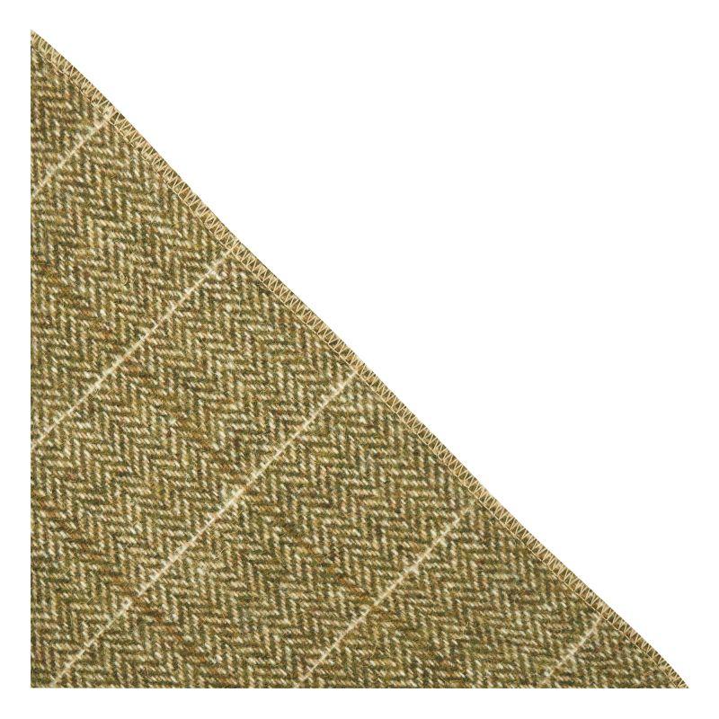 King & Priory Green Herringbone Windowpane Check Tweed Pocket Square