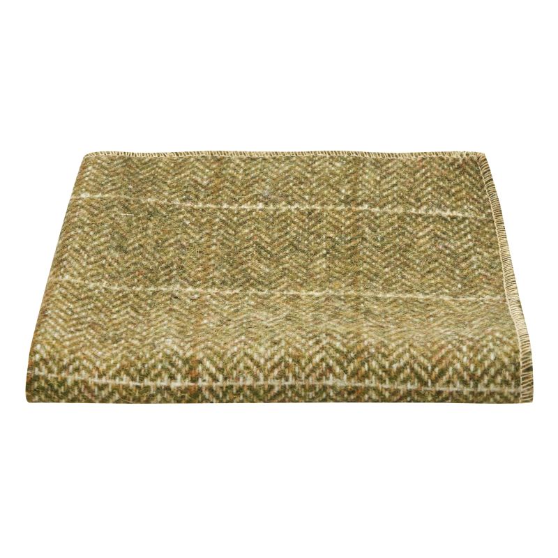 king & priory Green Herringbone Windowpane Check Tweed Pocket Square
