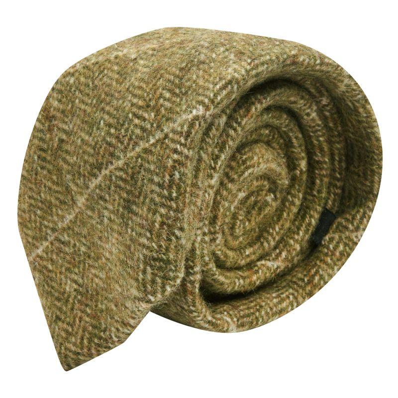 king & priory Green Herringbone Windowpane Check Tweed Tie
