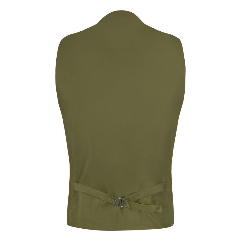 king & priory Green Herringbone Windowpane Check Waistcoat with Lapel