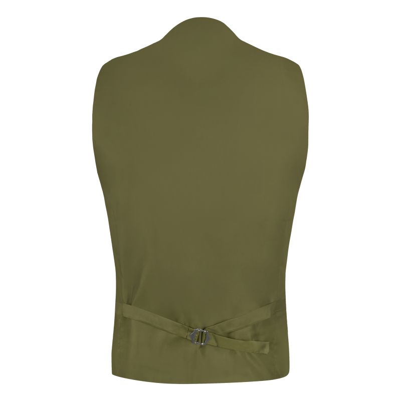 king & priory Green Herringbone Windowpane Check Waistcoat