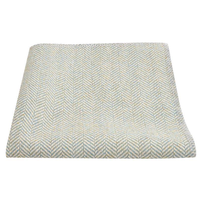 king & priory Green Tea Herringbone Wool Pocket Square