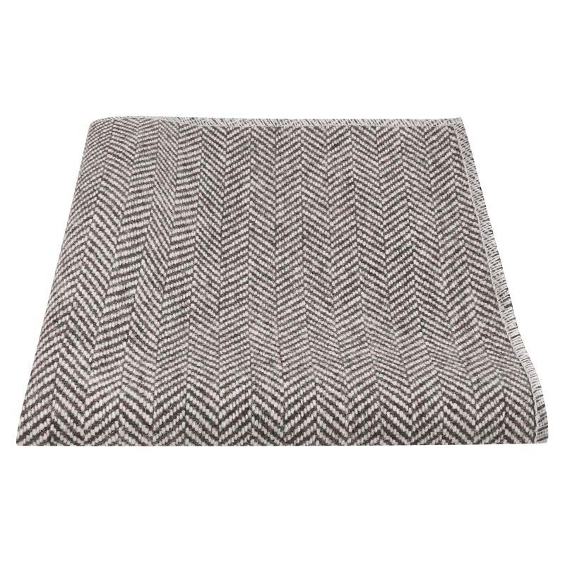 King & Priory Gunsmoke Grey Herringbone Wool Pocket Square
