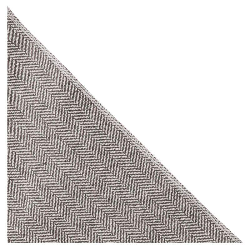 king & priory Gunsmoke Grey Herringbone Wool Pocket Square