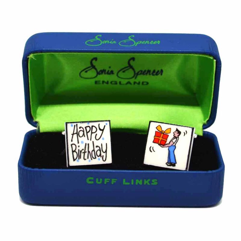 King & Priory Happy Birthday Cufflinks By Sonia Spencer