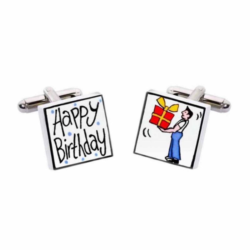 king & priory Happy Birthday Cufflinks by Sonia Spencer