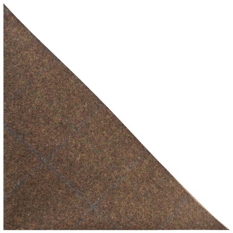 King & Priory Heritage Check Cedar Brown Pocket Square