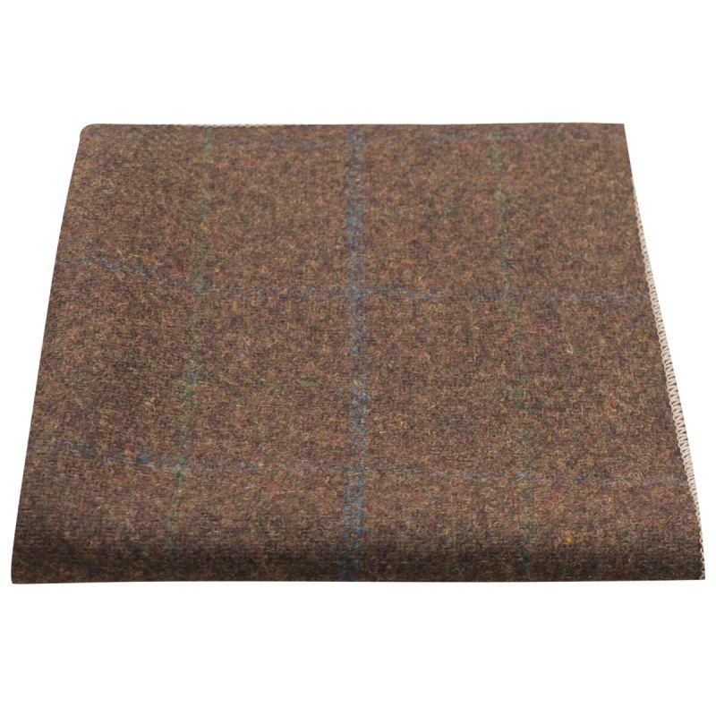 king & priory Heritage Check Cedar Brown Pocket Square