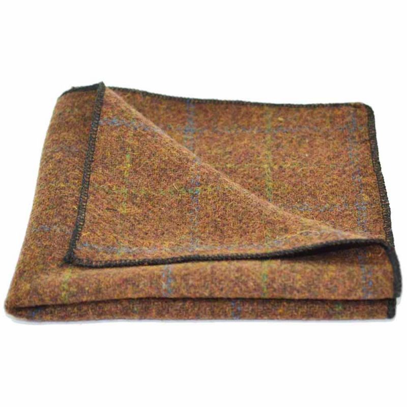 King & Priory Heritage Check Cedar Brown Tie & Pocket Square Set Boxed