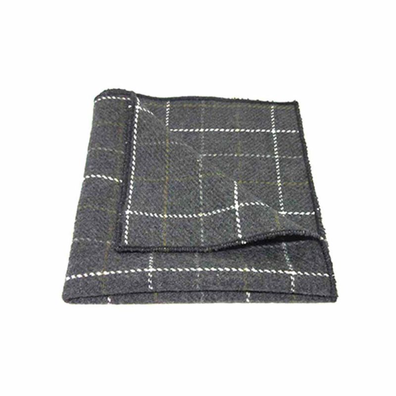 King & Priory Heritage Check Charcoal Grey Bow Tie Tie & Pocket Square Set