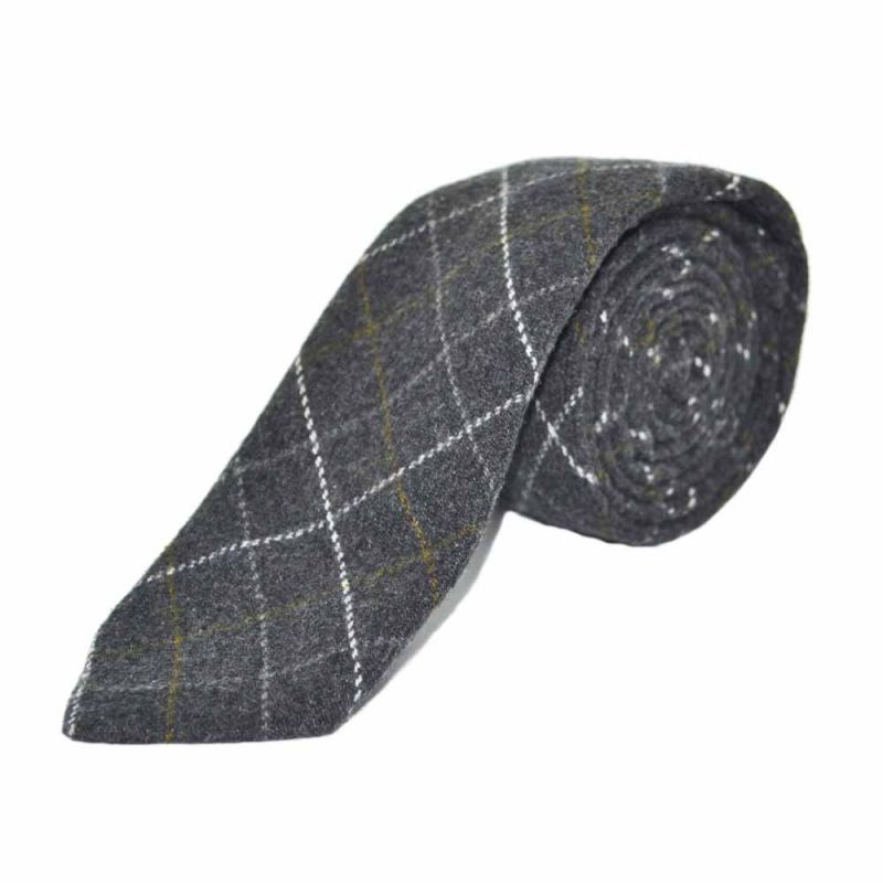 King & Priory Heritage Check Charcoal Grey Waistcoat & Matching Tie