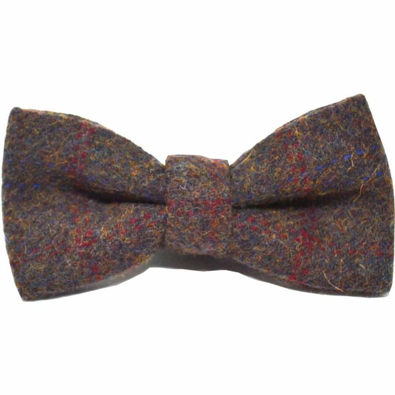 King & Priory Heritage Check Earth Brown Bow Tie & Pocket Square Set