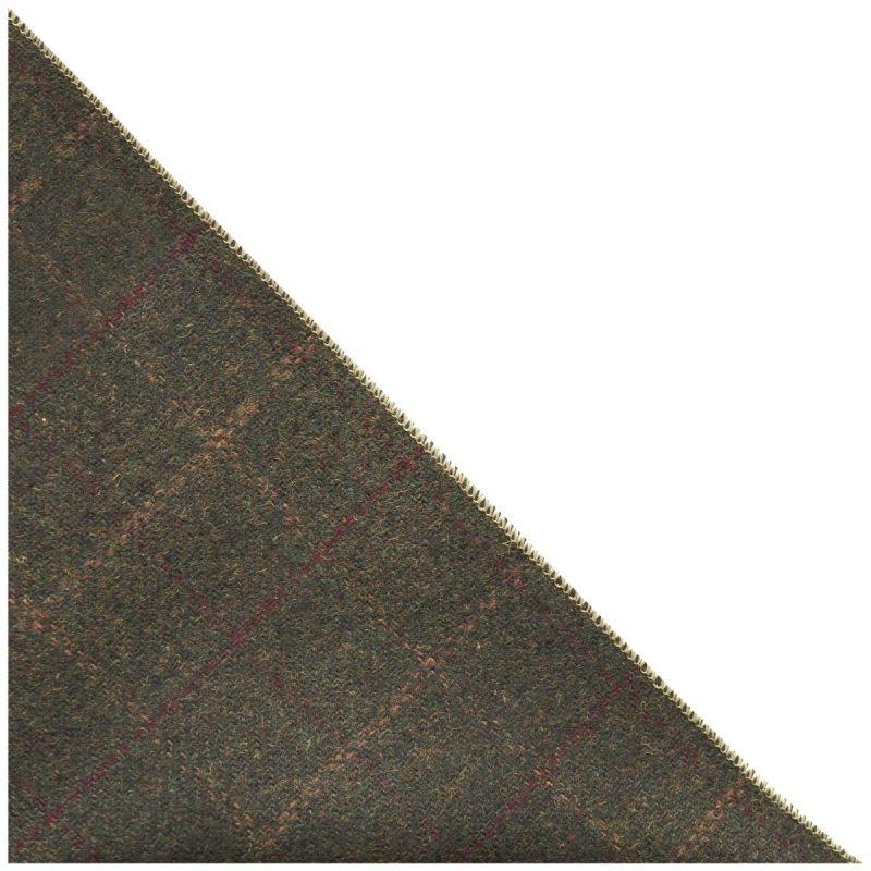 King & Priory Heritage Check Moss Green Pocket Square