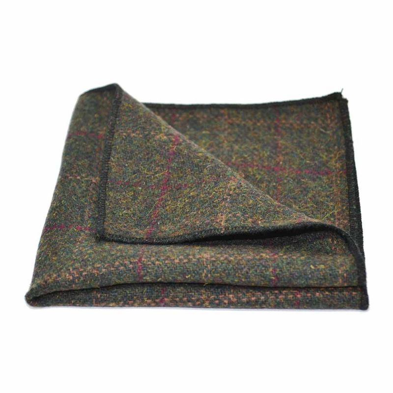 King & Priory Heritage Check Moss Green Waistcoat Bow Tie & Pocket Square Set